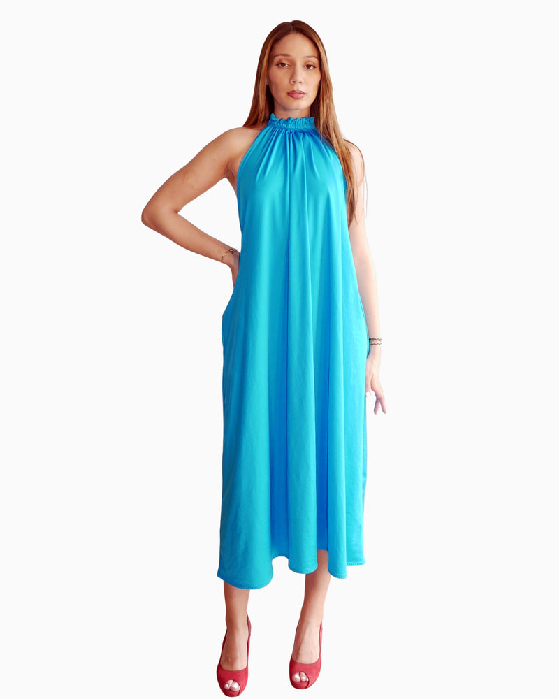 Halterneck Turquoise Dress