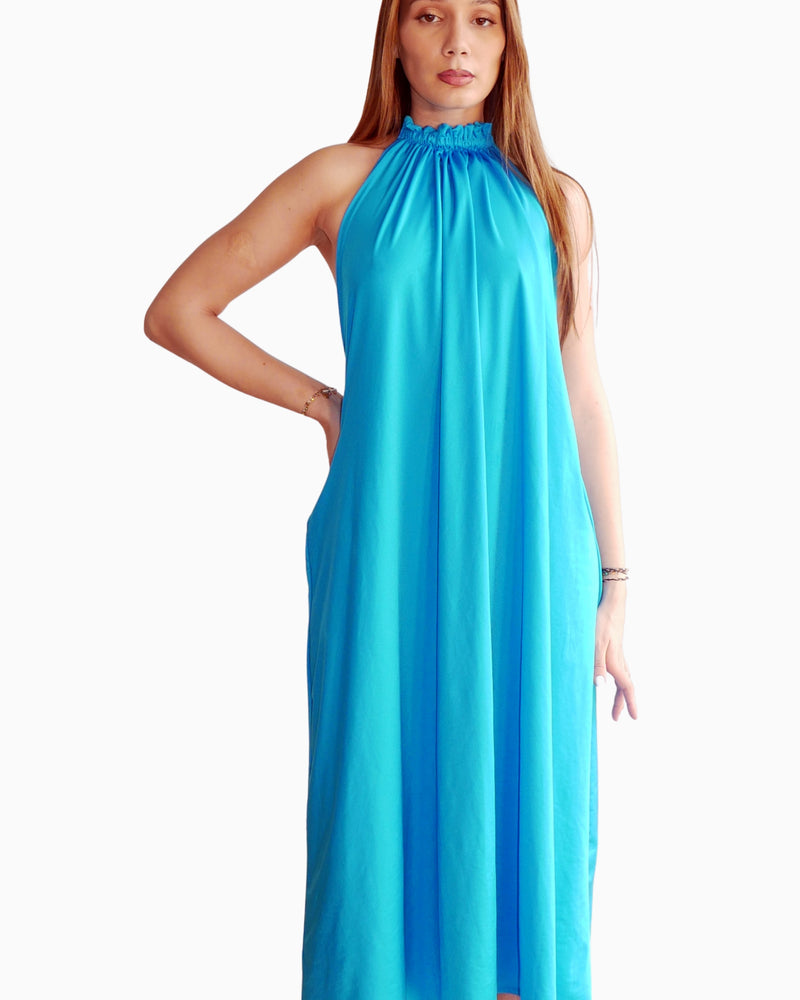 Halterneck Turquoise Dress