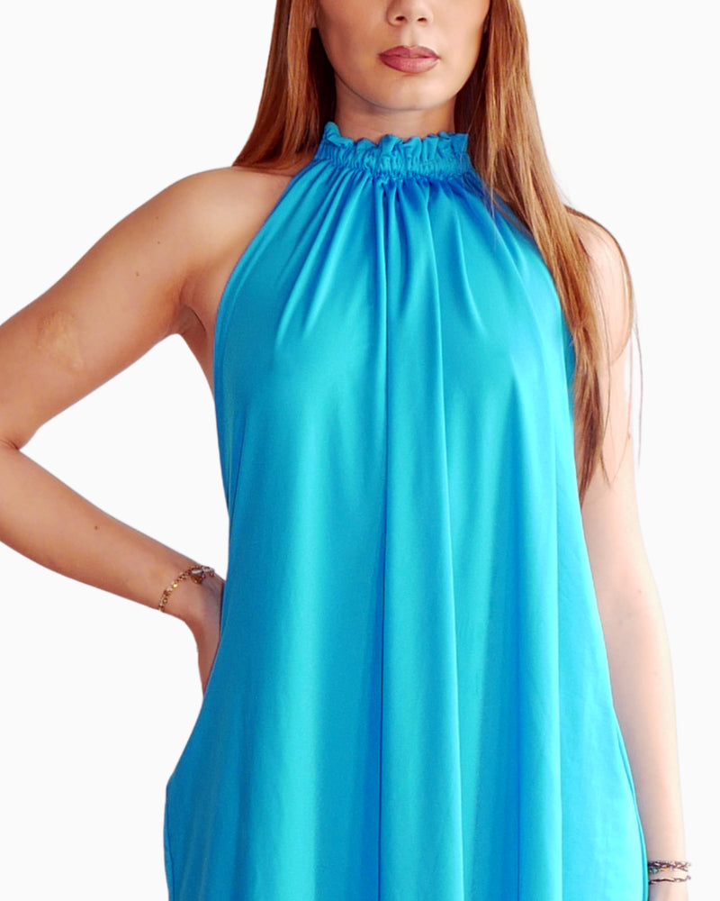 Halterneck Turquoise Dress
